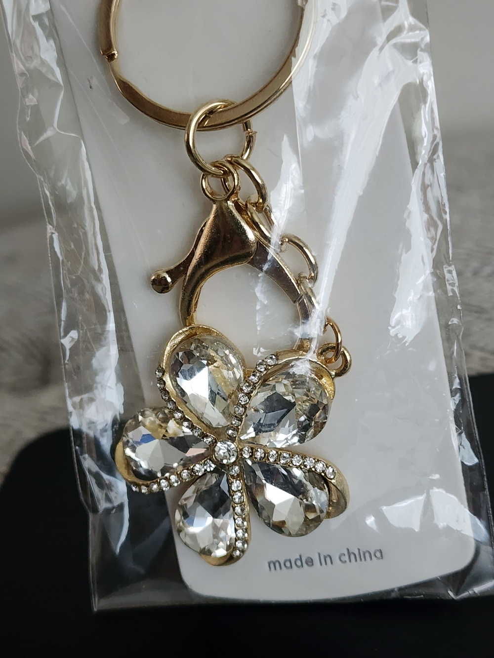 Gold Crystal Flower Keychain/Bag Charm